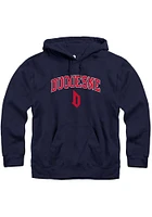 Rally Duquesne Dukes Mens Navy Blue Fleece Arch Mascot Long Sleeve Hoodie