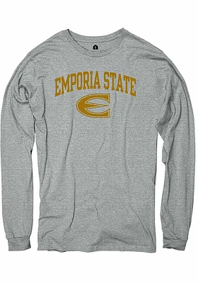 Rally Emporia State Hornets Grey Ringspun Arch Mascot Long Sleeve T Shirt