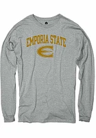 Rally Emporia State Hornets Grey Ringspun Arch Mascot Long Sleeve T Shirt