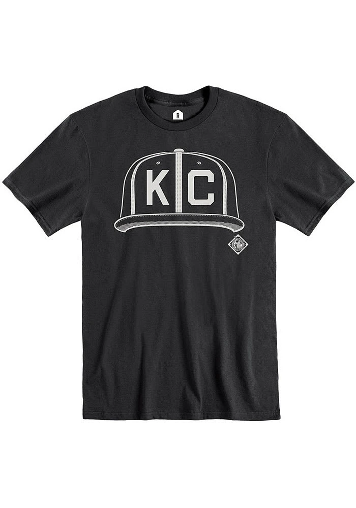 Rally Kansas City Monarchs Black KC Hat Short Sleeve Fashion T Shirt