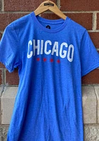Chicago Blue Wordmark Stars Short Sleeve Fashion T Shirt