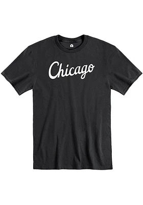 Rally Chicago Black Vintage Script Short Sleeve T Shirt