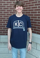 Rally Kansas City Monarchs Navy Blue KC Hat Short Sleeve Fashion T Shirt