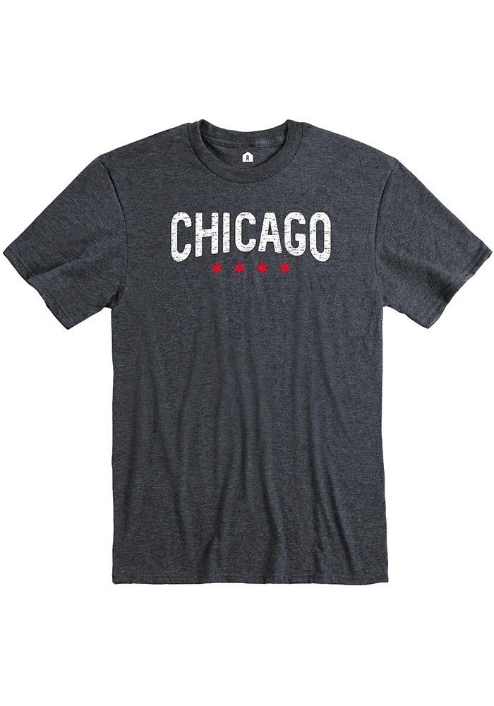 Rally Chicago Grey Arch Stars Short Sleeve Fashion T Shirt