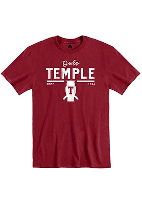 Rally Temple Owls Cardinal Wordmark Vault Owl Short Sleeve Fashion T Shirt