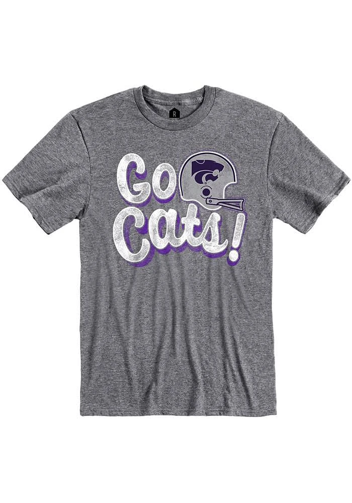 Rally K-State Wildcats Grey Go Cats Football Short Sleeve Fashion T Shirt