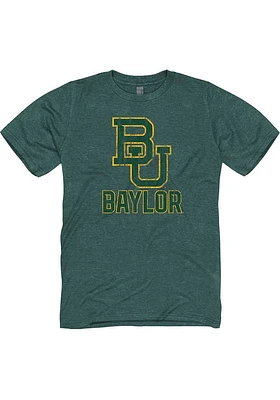 Baylor Bears Green Big Logo Distressed Short Sleeve T Shirt