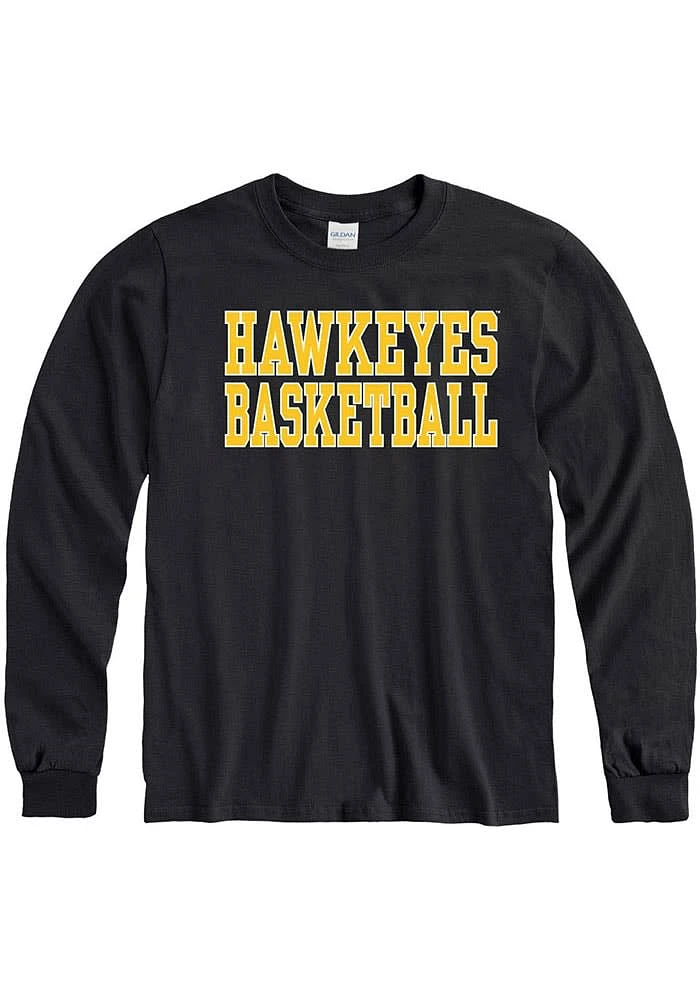 Iowa Hawkeyes Black Basketball Design Long Sleeve T Shirt
