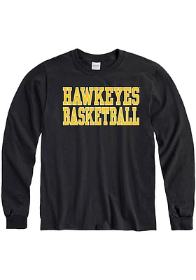 Iowa Hawkeyes Black Basketball Design Long Sleeve T Shirt