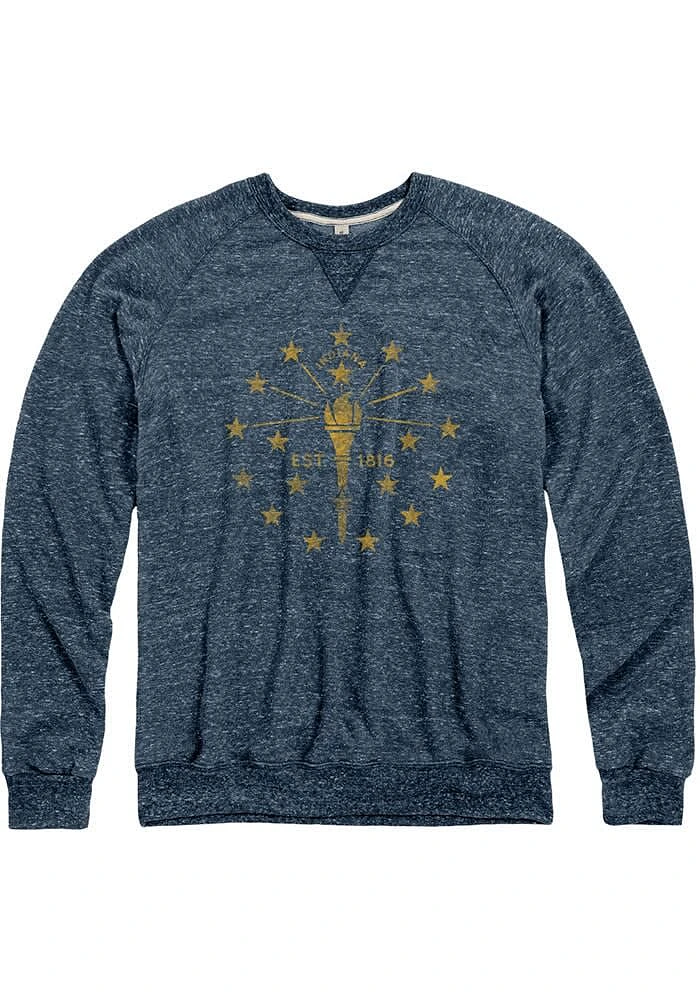 Indiana Mens Navy Blue State Flag Long Sleeve Crew Sweatshirt