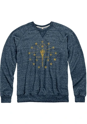 Indiana Mens Navy Blue State Flag Long Sleeve Crew Sweatshirt