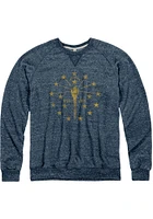 Indiana Mens Navy Blue State Flag Long Sleeve Crew Sweatshirt