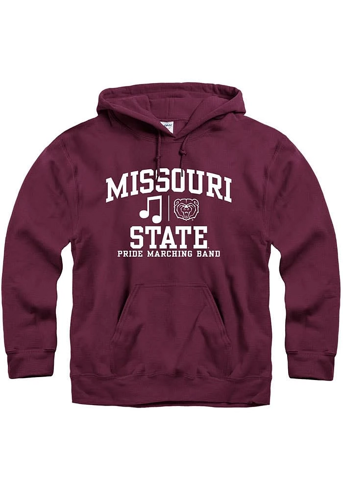 Missouri State Bears Mens Maroon Marching Band Long Sleeve Hoodie