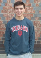 Indiana Hoosiers Charcoal Arch Mascot Long Sleeve T Shirt