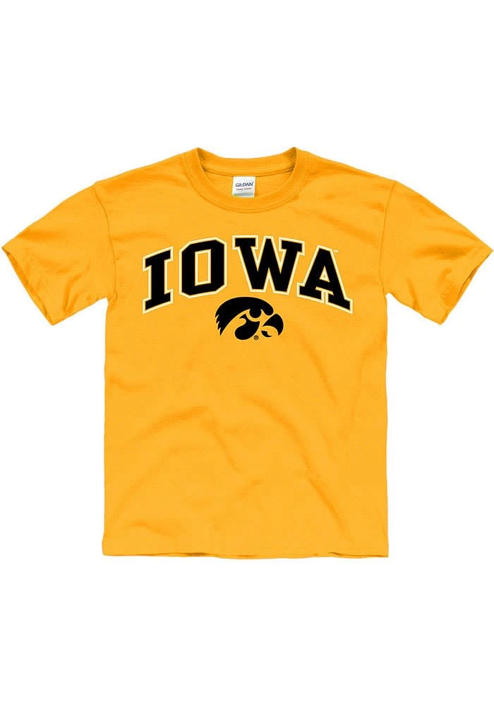 Iowa Hawkeyes Youth Gold Arch Mascot Short Sleeve T-Shirt