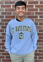 Fort Hays State Tigers Mens Grey Arch Mascot Long Sleeve Crew Sweatshirt