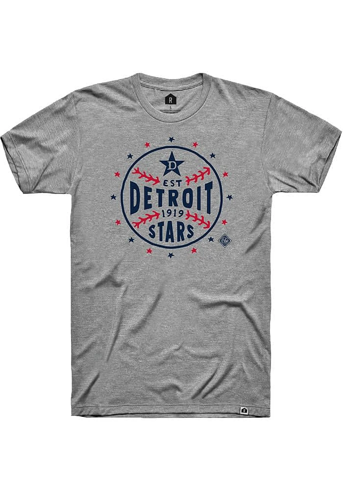 Rally Detroit Stars Grey Star Ball Short Sleeve Fashion T Shirt