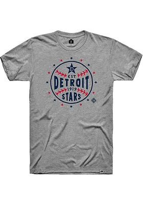 Rally Detroit Stars Grey Star Ball Short Sleeve Fashion T Shirt