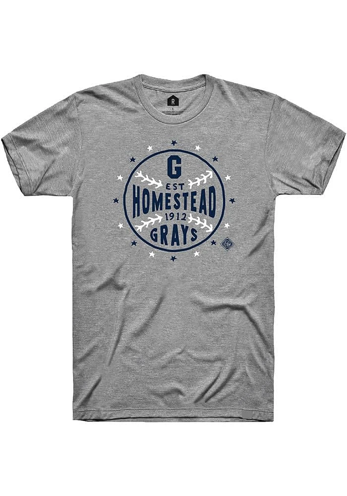 Rally Homestead Grays Grey Star Ball Short Sleeve Fashion T Shirt