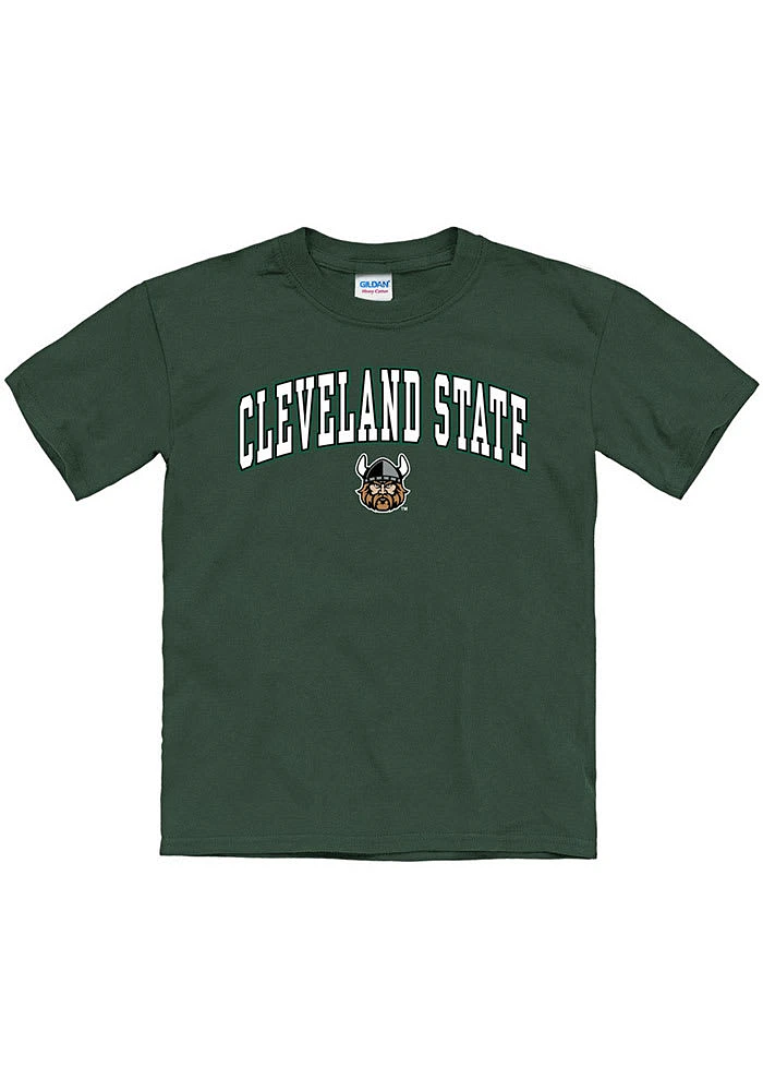 Cleveland State Vikings Youth Green Arch Mascot Short Sleeve T-Shirt