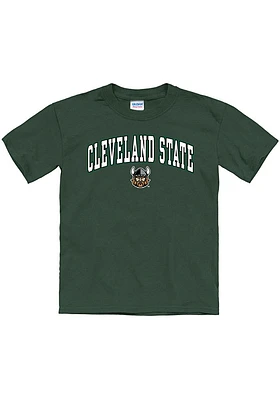 Cleveland State Vikings Youth Green Arch Mascot Short Sleeve T-Shirt