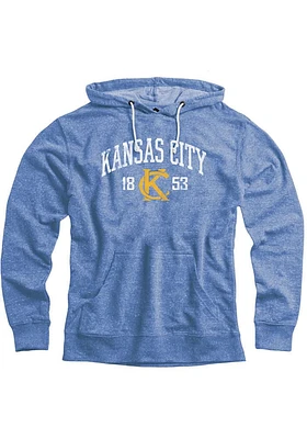 Rally Kansas City Mens Blue Arched Monogram Long Sleeve Hoodie