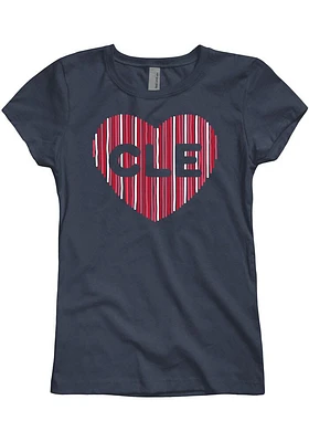 Cleveland Girls Navy Blue Heart Short Sleeve Tee