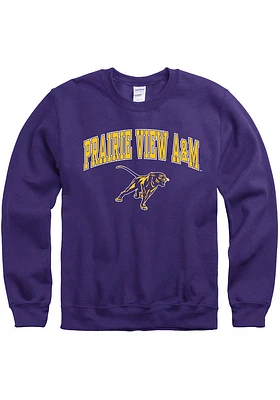 Prairie View A&M Panthers Mens Purple Arch Mascot Long Sleeve Crew Sweatshirt