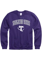 Tarleton State Texans Mens Purple Arch Mascot Long Sleeve Crew Sweatshirt