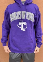 Tarleton State Texans Mens Purple Arch Mascot Long Sleeve Hoodie