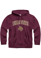 Texas State Bobcats Mens Maroon Arch Mascot Long Sleeve Hoodie