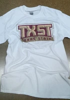 Texas State Bobcats White Logo Distressed Short Sleeve T Shirt