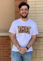 Texas State Bobcats White Logo Distressed Short Sleeve T Shirt