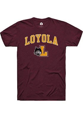 Rally Loyola Ramblers Maroon Arch Mascot Short Sleeve T Shirt