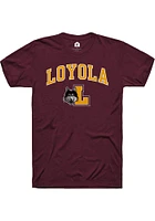 Rally Loyola Ramblers Maroon Arch Mascot Short Sleeve T Shirt