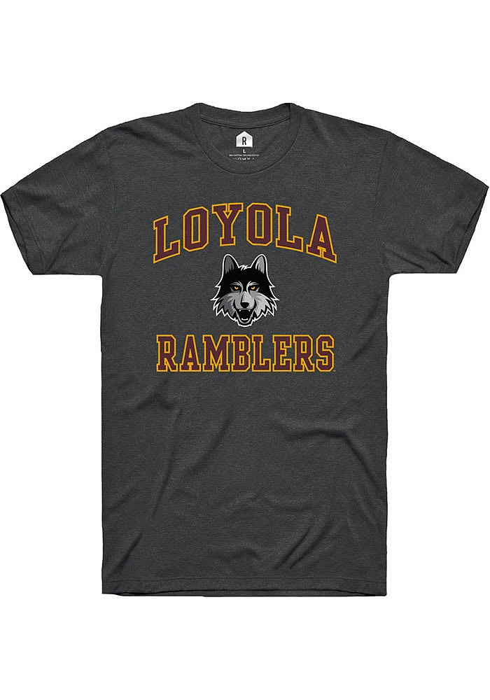 Rally Loyola Ramblers Charcoal Number One Design Short Sleeve T Shirt