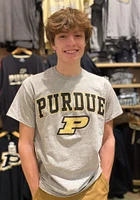 Purdue Boilermakers Grey Arch Mascot Short Sleeve T Shirt