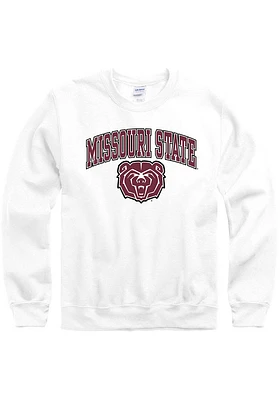 Missouri State Bears Mens White Arch Mascot Long Sleeve Crew Sweatshirt