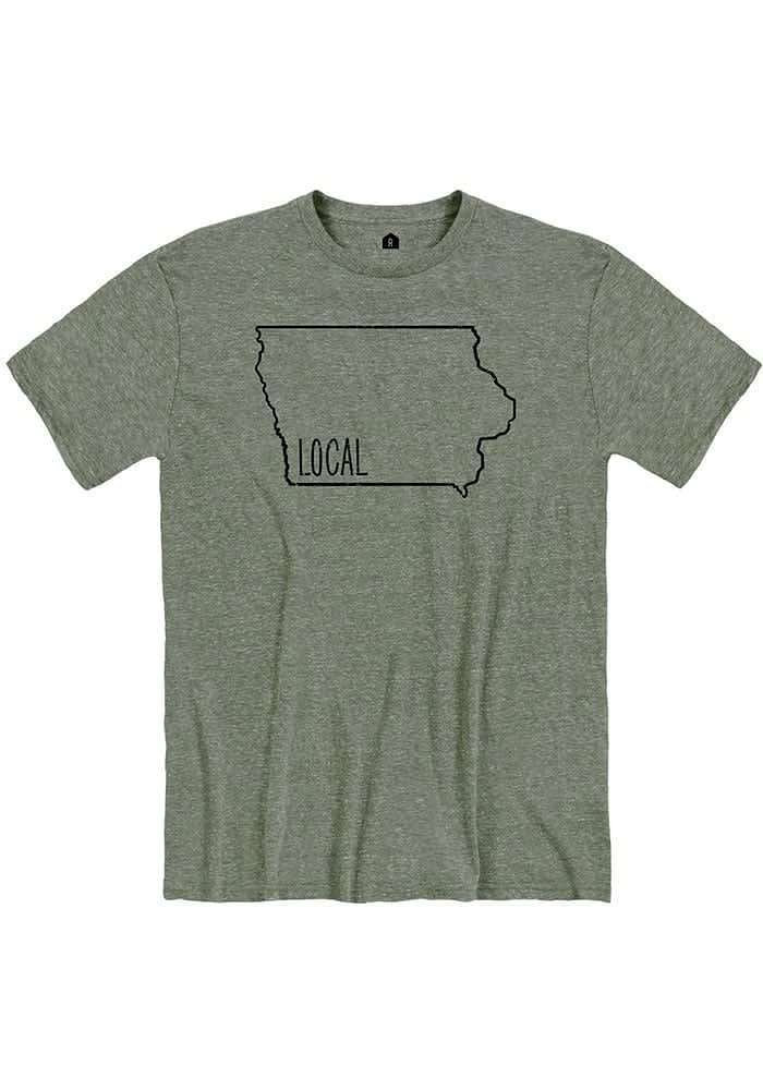 Rally Iowa Olive Local State Shape Short Sleeve Fashion T Shirt