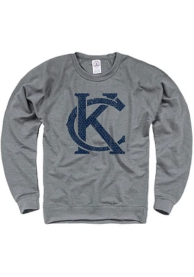 Rally Kansas City Mens Grey Dots Pattern Long Sleeve Crew Sweatshirt
