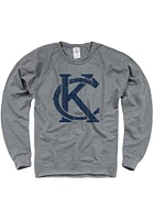 Rally Kansas City Mens Grey Dots Pattern Long Sleeve Crew Sweatshirt