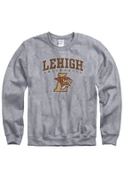 Lehigh University Mens Grey Distressed Long Sleeve Crew Sweatshirt