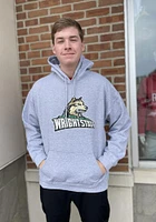 Wright State Raiders Mens Grey Distressed Logo Long Sleeve Hoodie