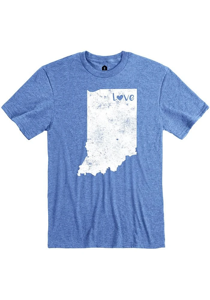 Indiana Blue Love State Shape Short Sleeve Fashion T Shirt