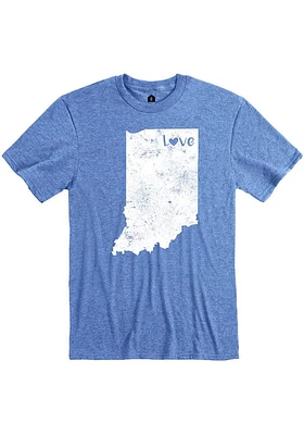 Indiana Blue Love State Shape Short Sleeve Fashion T Shirt