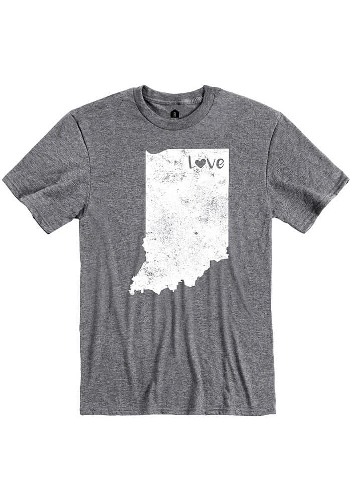 Indiana Graphite Love State Shape Short Sleeve Fashion T Shirt