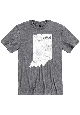 Indiana Graphite Love State Shape Short Sleeve Fashion T Shirt