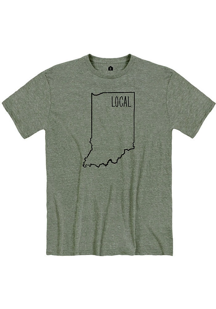 Indiana Olive Local State Shape Short Sleeve Fashion T Shirt
