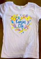 Kansas City Girls Purple Butterfly Heart Short Sleeve Tee