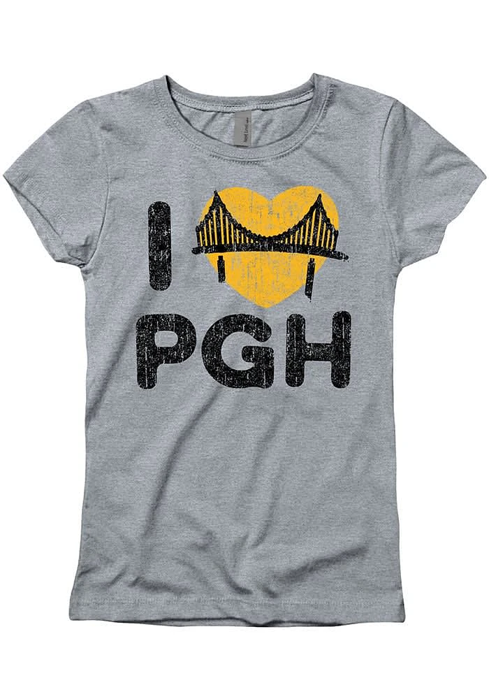 Pittsburgh Girls Grey I Heart PGH Short Sleeve Tee